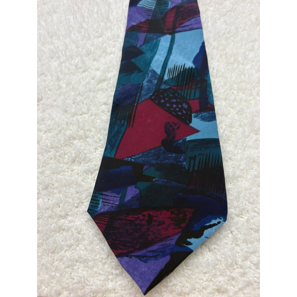 Stringbeans Tie Necktie Mens Multicolor Excellent Abstract Geometric Retro 4"